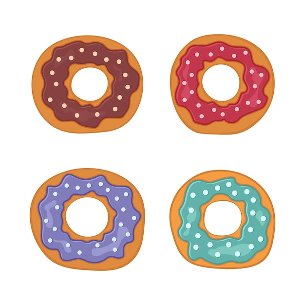 Vector conjunto de dulces, donuts, diseño de ilustración vectorial, dulces, donut dulce, pasteles dulces con glaseado