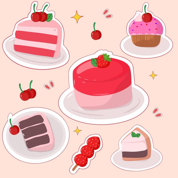 un conjunto de dulces pasteles rosados