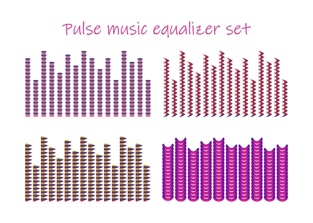 Vector conjunto de ecualizador de música de pulso diseño de onda de sonido colorido de audio elementos de color de gráfico de música ilustración de forma de onda de medios digitales vectoriales