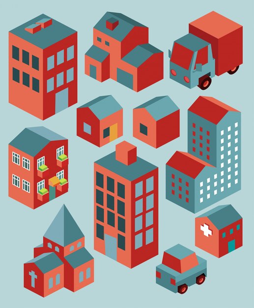 Conjunto de edificio plano