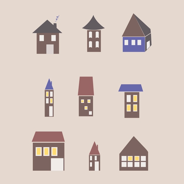 Conjunto de edificios de la casa ilustración vectorial