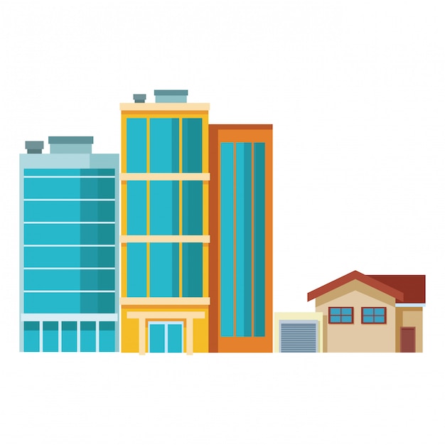 Vector conjunto de edificios de la ciudad.