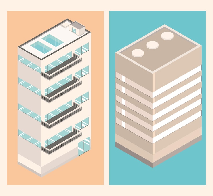 Vector conjunto de edificios de la ciudad