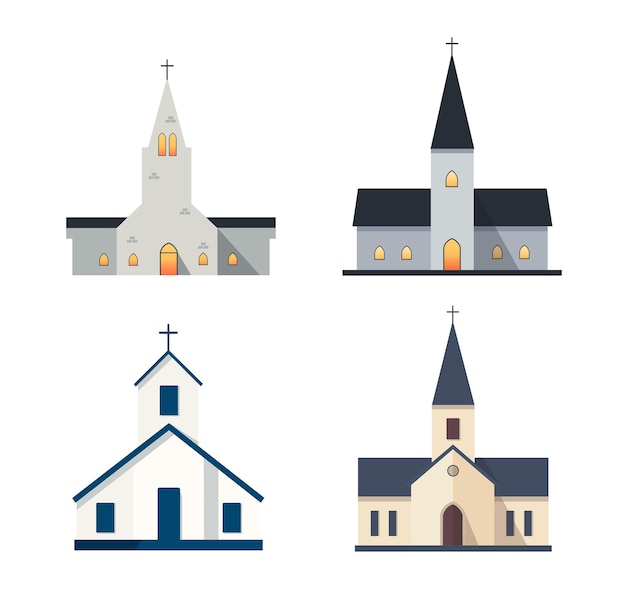 conjunto de edificios eclesiásticos ilustración vectorial de arquitectura