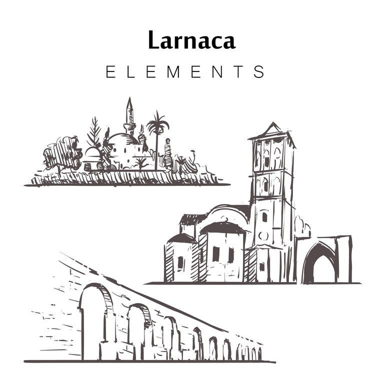 Vector conjunto de edificios de larnaca aislado en blanco