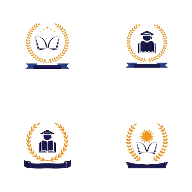 Conjunto de educación de la universidad Diseño de logotipo Vector de acciones