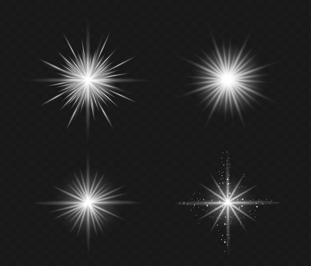 Conjunto de efecto de luz de flash transparente, lente especial de luz solar.