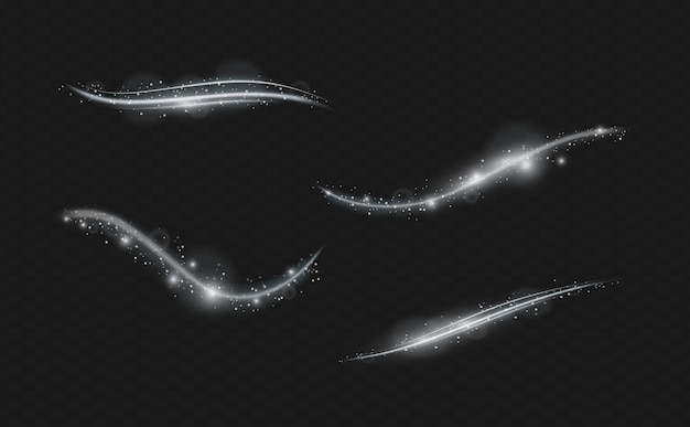 Conjunto de efecto de luz de flash transparente de vector, lente especial de luz solar.