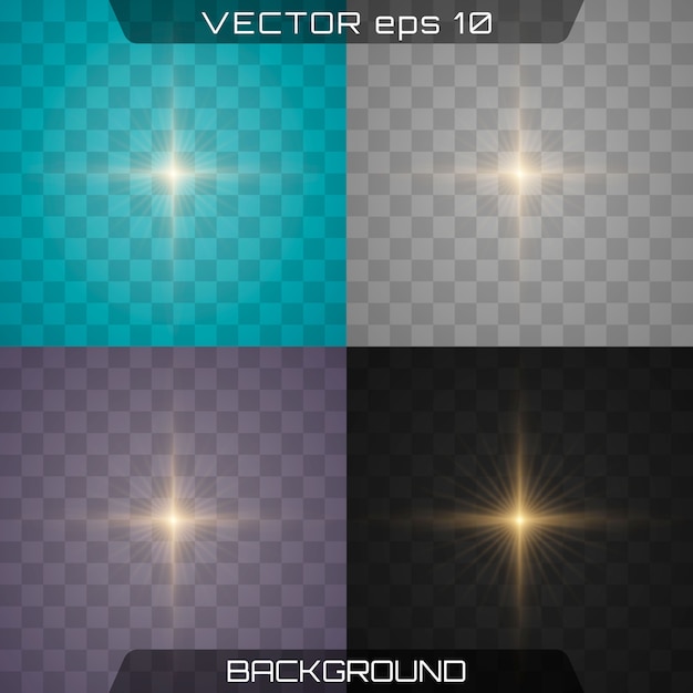 Vector conjunto de efecto de luz transparente blanco resplandor aislado.