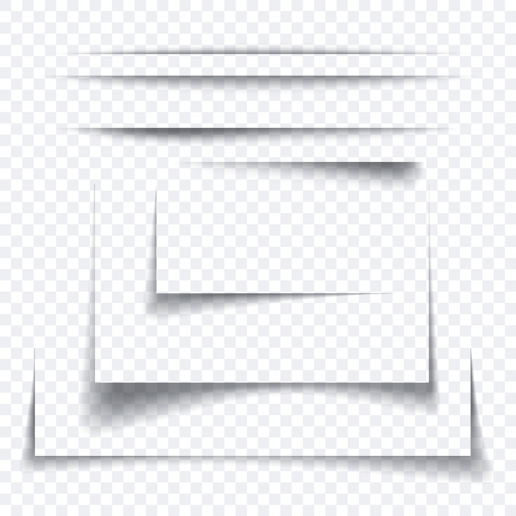 Vector conjunto de efecto de sombra de hoja de papel realista, elemento gráfico transparente