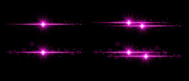 Conjunto de efectos de brillo rosado Rayos dorados radiantes explosiones de luz brillante partículas brillantes rayas brillantes y aspectos decorativos para diseños elegantes temas festivos y acentos lujosos