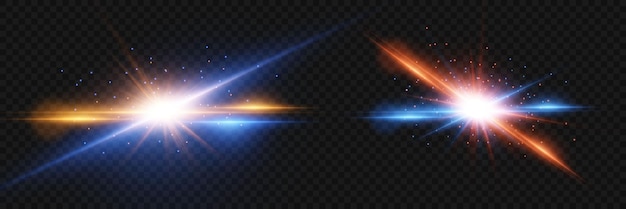 Conjunto de efectos especiales de luz y destellos Explosión de estrellas y energía