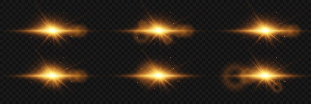 Conjunto de efectos especiales de luz y destellos Explosión de estrellas y energía