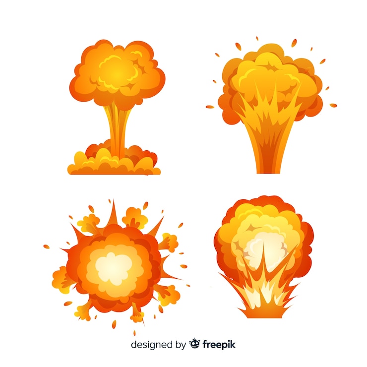 Vector conjunto de efectos de explosión de bomba