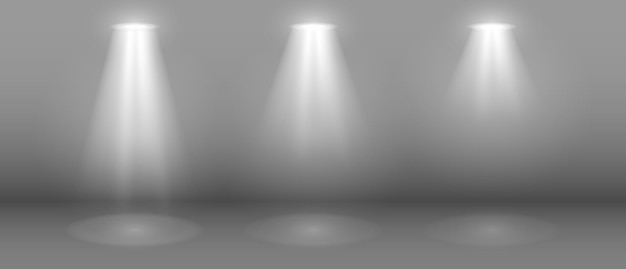 Un conjunto de efectos de iluminación blancos brillantes y transparentes sobre un fondo gris