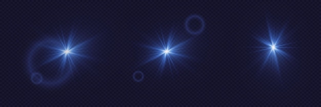 Conjunto de efectos de iluminación Luz brillante y resplandor de estrellas Destello mágico de luz