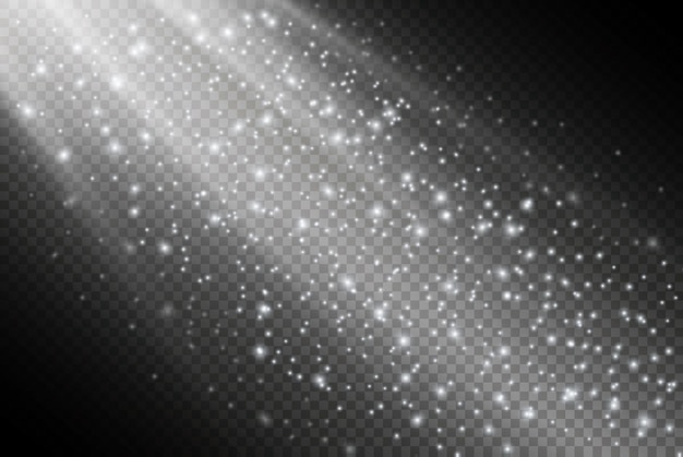 Conjunto de efectos de luces brillantes blancas aisladas sobre fondo transparente Destello solar con rayos y foco Efecto de luz brillante Estallido de estrellas con destellos
