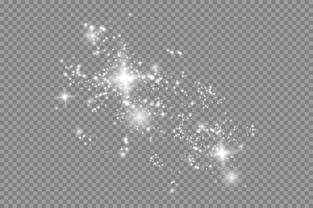 Conjunto de efectos de luces brillantes doradas aisladas sobre fondo transparente. Destello de sol con rayos y foco. Efecto de luz resplandor. Estrella estalló con destellos.