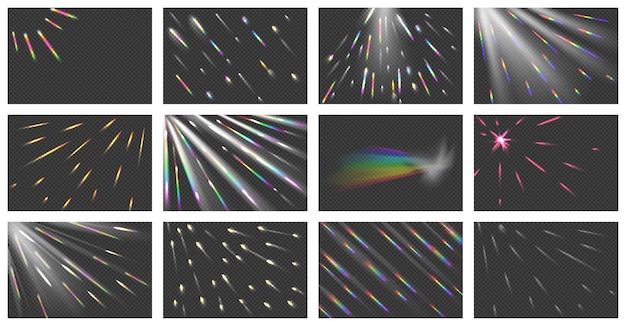 Conjunto de efectos de luz de ángulo de arco iris del prisma