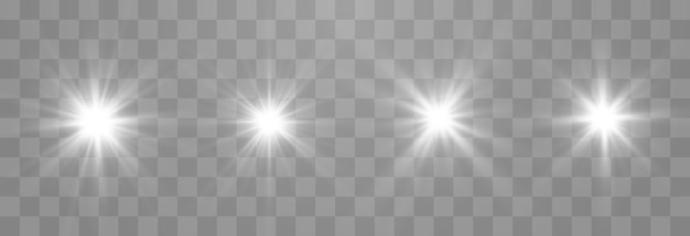 Conjunto de efectos de luz brillante de vector aislado sobre fondo png
