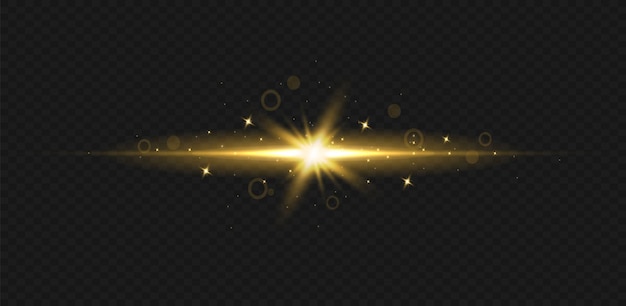 Conjunto de efectos de luz. Deslumbramiento y destellos. Brillantes haces de luz. Líneas brillantes.