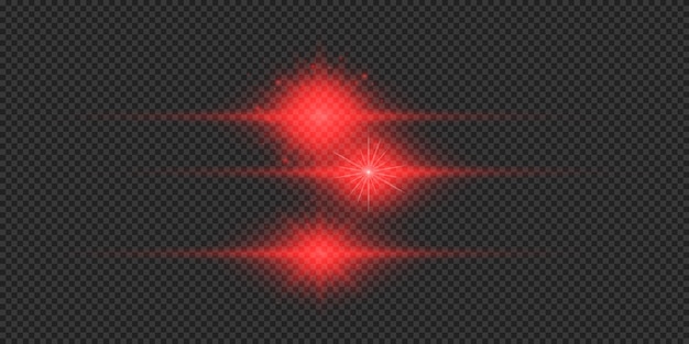 Vector conjunto de efectos de luz horizontal roja de las llamaradas de las lentes