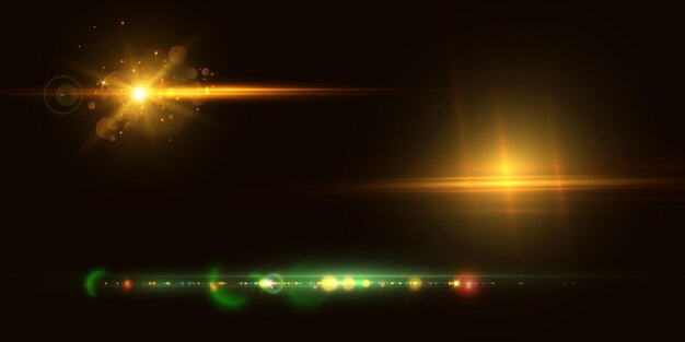 Conjunto de efectos de luz de líneas de luz aisladas sobre fondo transparente Líneas de luz con rayos y alta