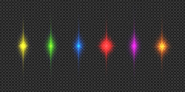 Conjunto de efectos de luz multicolor de las llamaradas de las lentes