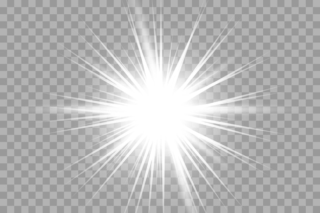Conjunto de efectos de luz transparente blanca aislada brillante, destello de lente, explosión, brillo, línea, destello solar, chispa y estrellas. Diseño abstracto de elementos de efectos especiales. Rayo de brillo con relámpago