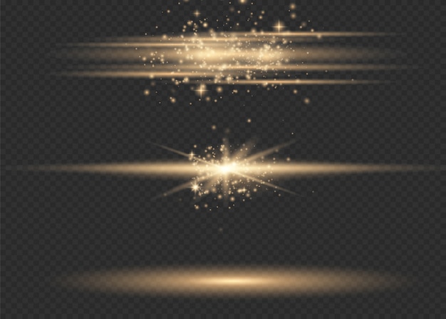 Conjunto de efectos de luz transparente blanco resplandor aislado, destello de lente, explosión, brillo, línea, flash solar, chispa y estrellas. Diseño abstracto del elemento del efecto especial. Rayo brillante con rayos