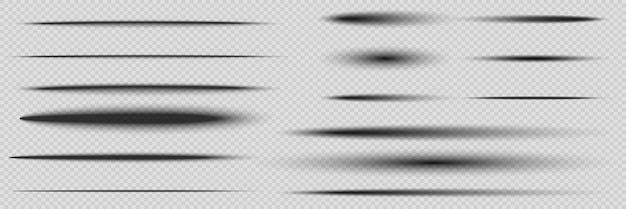 Conjunto de efectos de sombra Líneas divisorias horizontales aisladas en un fondo transparente