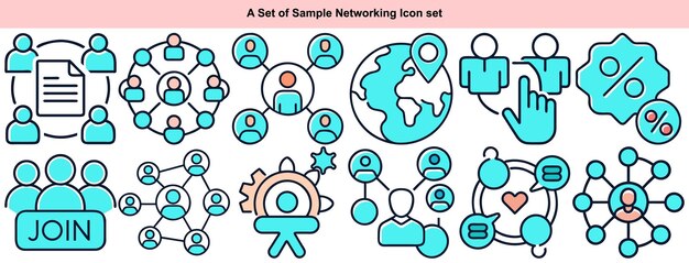 Un conjunto de ejemplos de conjuntos de iconos de red