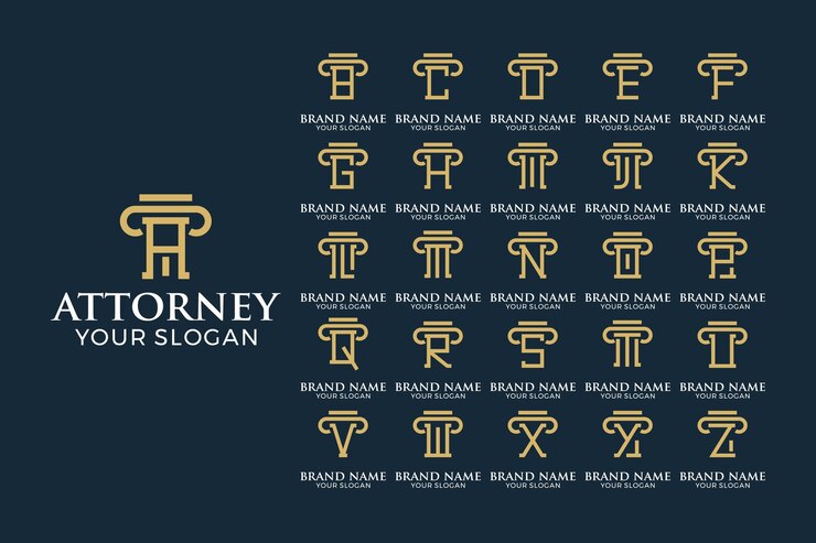 Vector conjunto de elegante abogado de letras iniciales y logotipo de diseño bajo para el diseño de logotipo legal y leal del pilar de la justicia