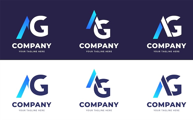 Conjunto de elegante colección de plantillas de diseño de logotipo de letra A y G