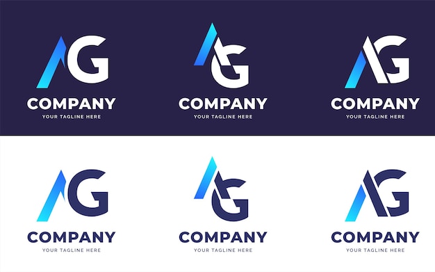 Conjunto de elegante colección de plantillas de diseño de logotipo de letra a y g