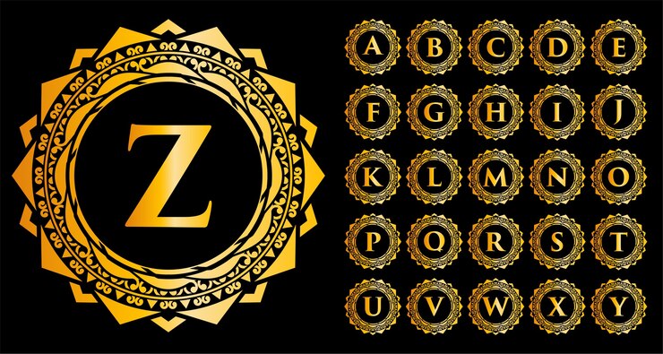 Vector conjunto de elegante fuente de alfabeto en mayúsculas de cromo de metal dorado