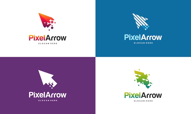 Conjunto de elegante plantilla de logotipo Pixel Arrow, concepto de diseños de logotipo Fast Cursor, plantilla de logotipo Pixel Cursor