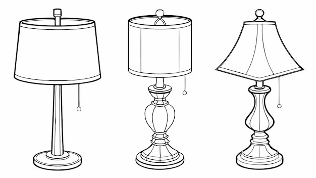 Conjunto de elegantes lámparas de mesa aisladas sobre un fondo blanco