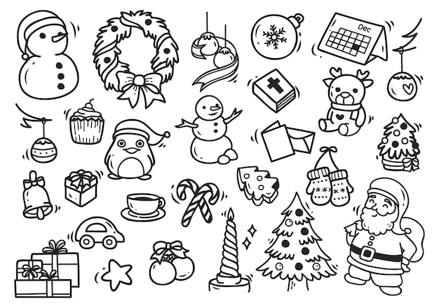 Conjunto de elemento de doodle de Navidad