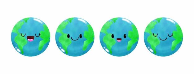 conjunto de elemento de emoción de acuarela mundial día mundial del medio ambiente salvar el vector del día mundial de la tierra