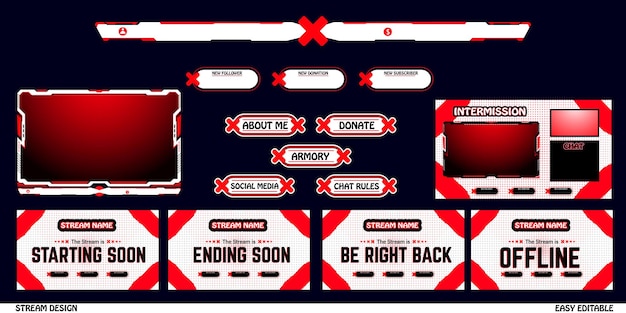 conjunto de elemento de flujo de juego rojo y blanco