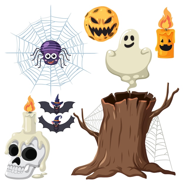 Conjunto de elemento de halloween para decoración.