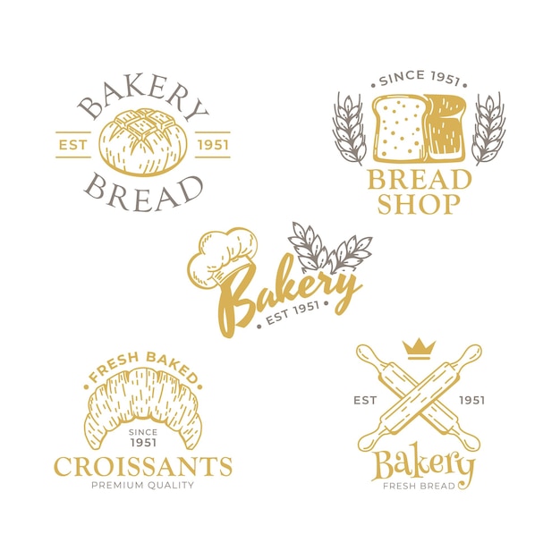 Conjunto de elemento de logotipo de panadería
