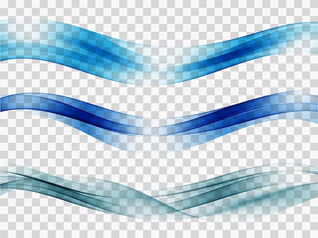 Conjunto de elemento de onda abstracta azul.