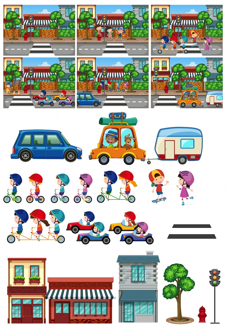 Vector conjunto de elemento urbano