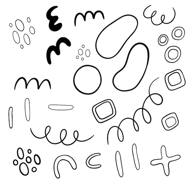 Conjunto de elementos abstractos de dibujo a mano de forma orgánica para fondos de pantalla, carteles, marcos de decoración del hogar