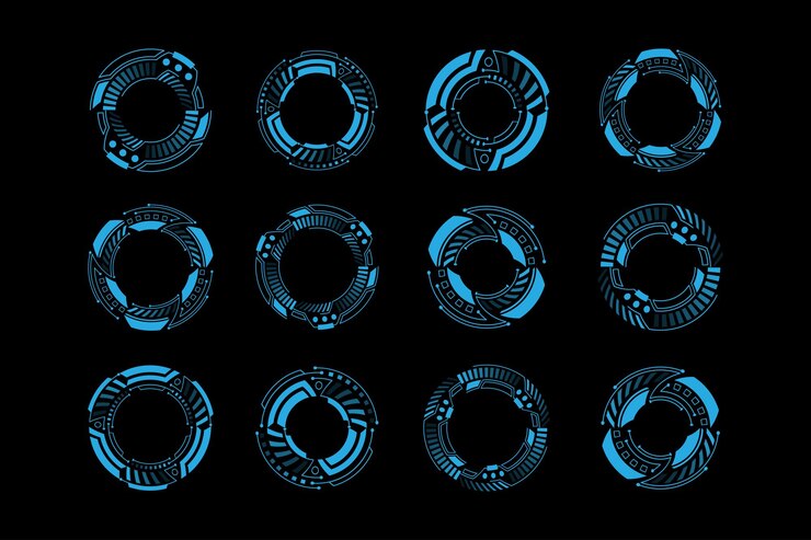 Vector conjunto de elementos abstractos de interfaz de usuario futurista y marcos redondos