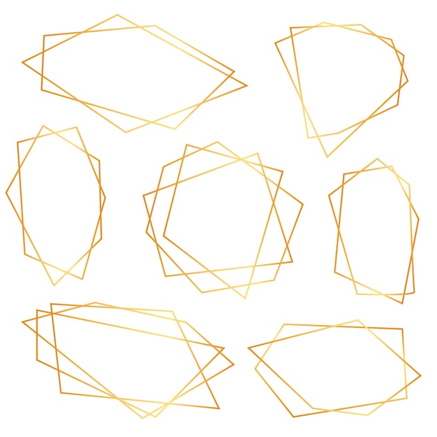 Conjunto de elementos abstractos de poliedro geométrico para plantillas de invitación de boda patrones decorativos Ilustración vectorial