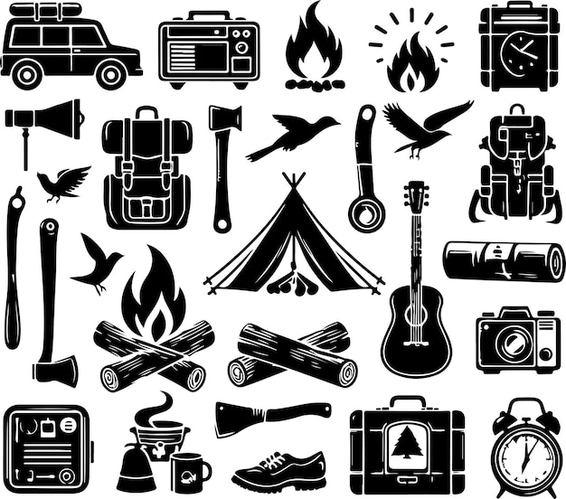 Conjunto de elementos de acampada