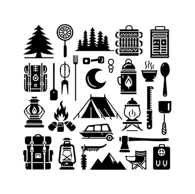 Conjunto de elementos de acampada